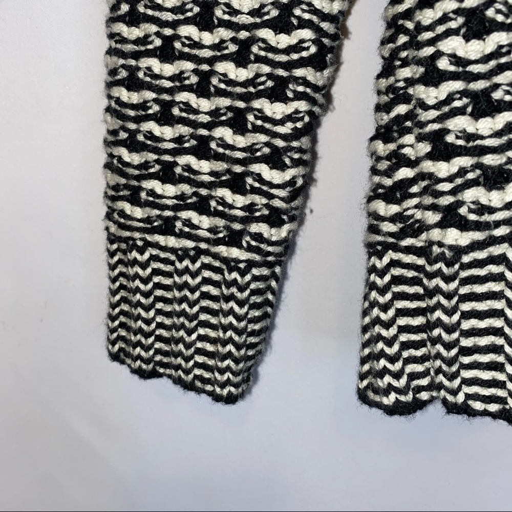 Talbots Wool Blend  White & Black Chunky Knit Open Cardigan Sweater Size Small - Picture 4 of 9